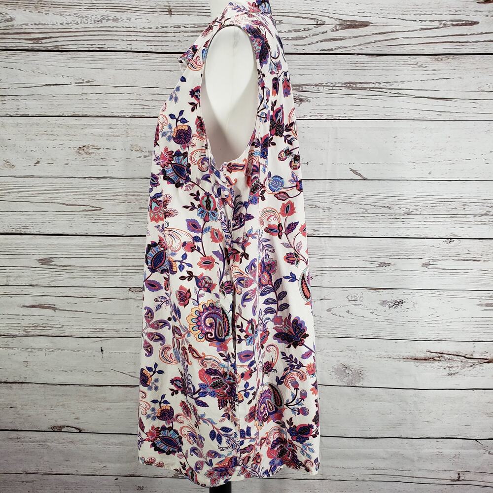 I.B. Diffusion Floral Paisley Cotton Sleeveless Side Pockets Dress Size 2X - Picture 3 of 15